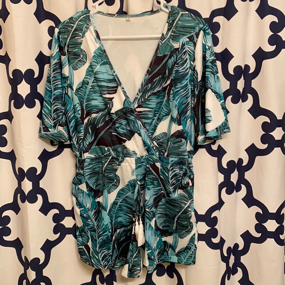 Palm print romper